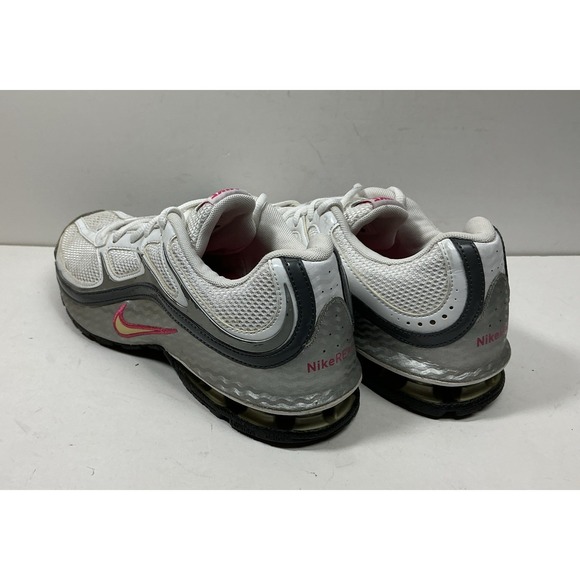 Nike Reax Run 5 Women's Sz 8.5 White Metallic Silver Pink Running Sneakers Shoes - Picture 4 of 8